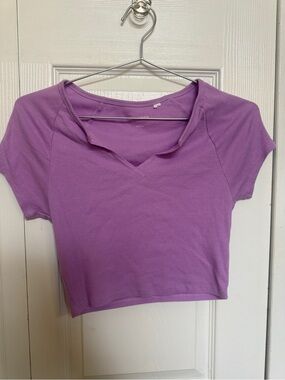 Purple Women's Short Sleeve Crop Top
